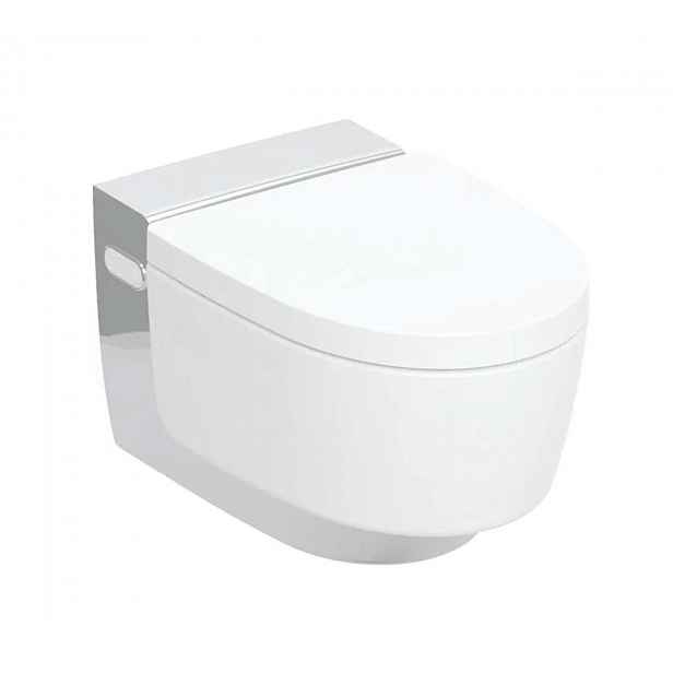 Geberit AquaClean - Elektronický bidet Mera Comfort s keramikou, závěsný, TurboFlush, SoftClosing, KeraTect, bílá/lesklý chrom 146.210.21.1