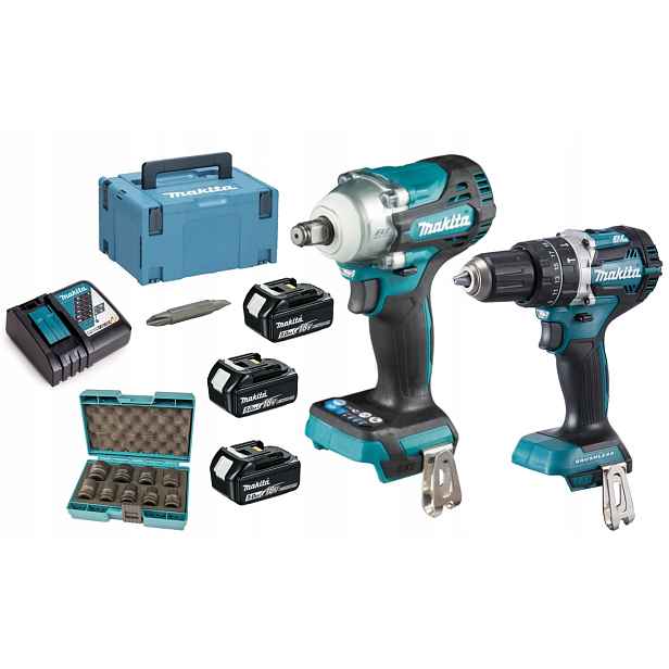 Makita DLX2359TJ1 Combo Set 18V 3x5Ah DTW300 DHP484