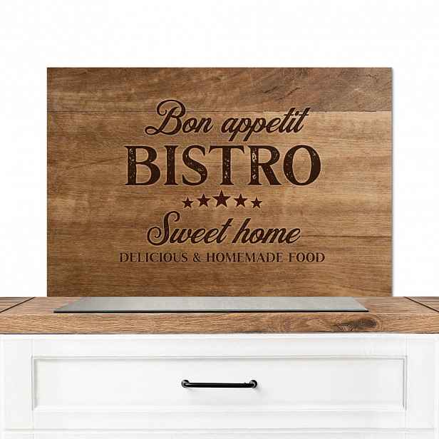 MuchoWow KUCHYŇSKÁ ZÁSTĚNA Citace - Bistro - Dobrou chuť - Sweet home - Textura dřeva 90x60 cm