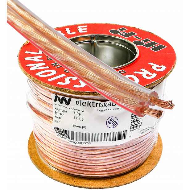 Tlgyp reproduktorový kabel 2x1 mm Cu měděný 50 m