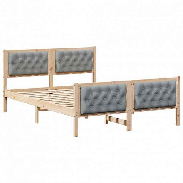 vidaXL Rám postele Světle šedá 150 x 200 cm Masivní borové dřevo