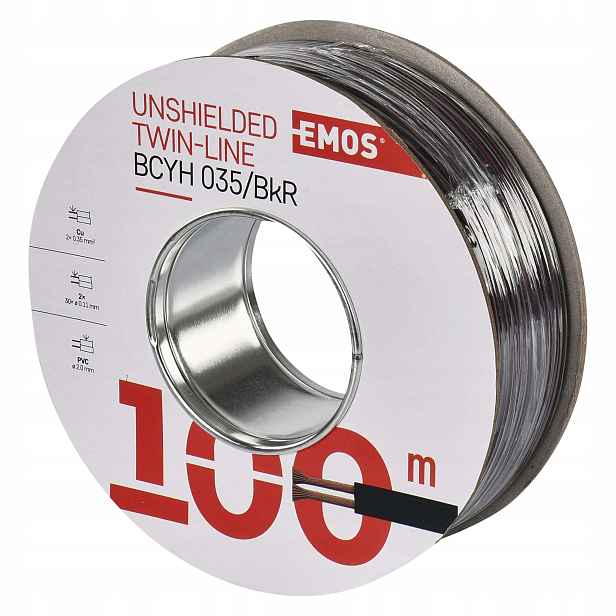 Emos dvojlinka 2x0,35 mm² černo-červená 100 m