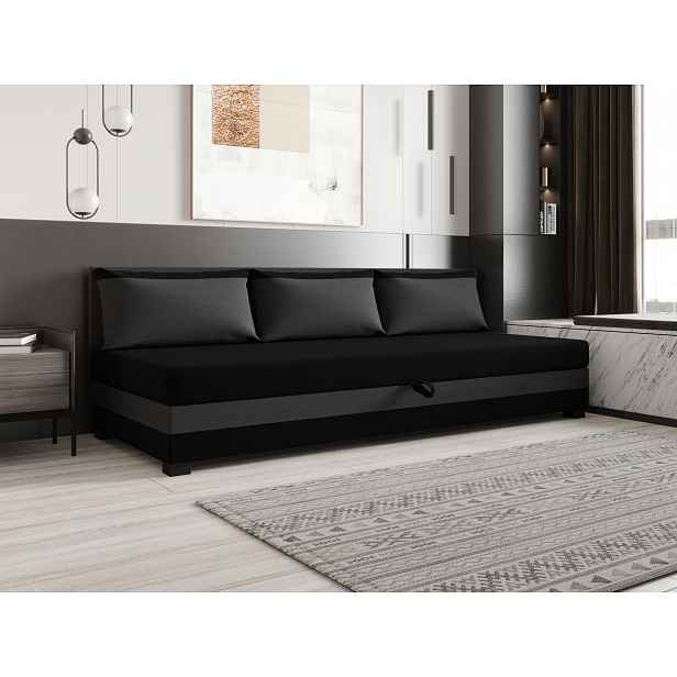 Jednolůžková postel 80x195 ZAJDA BIZ 1 s úložným prostorem - černá / šedá