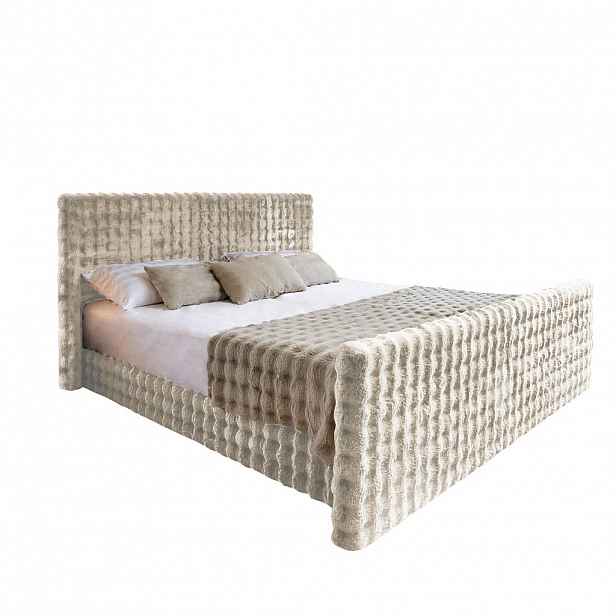 Kaiser Möbel KONTINENTÁLNÍ POSTEL s úložným prostorem, matrací a topperem BLANKET tkanina Bubble 200x200 cm Béžová H2-Pocket