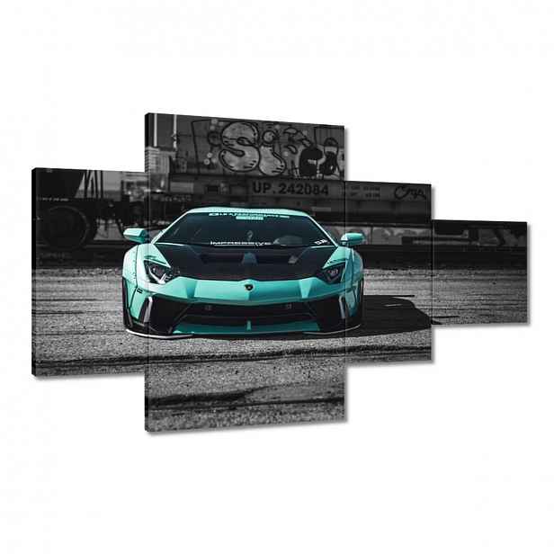 Obrazy 130x80 Tyrkysové Lamborghini