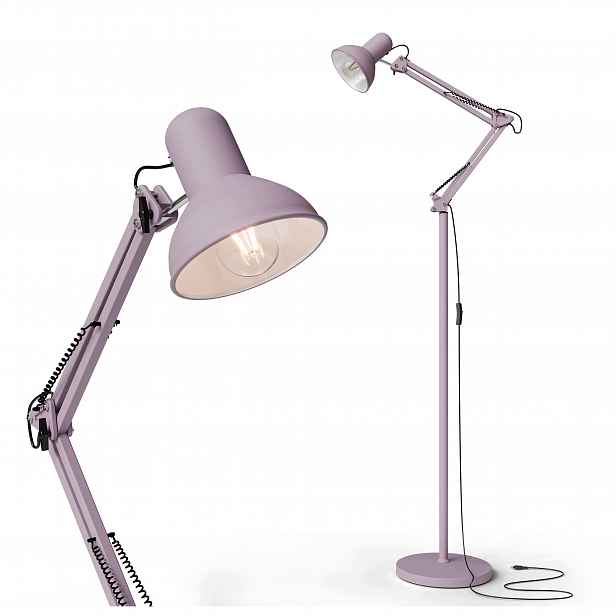 Stojací Led podlahová lampa E27 190 cm, nastavitelná pro čtení, růžová