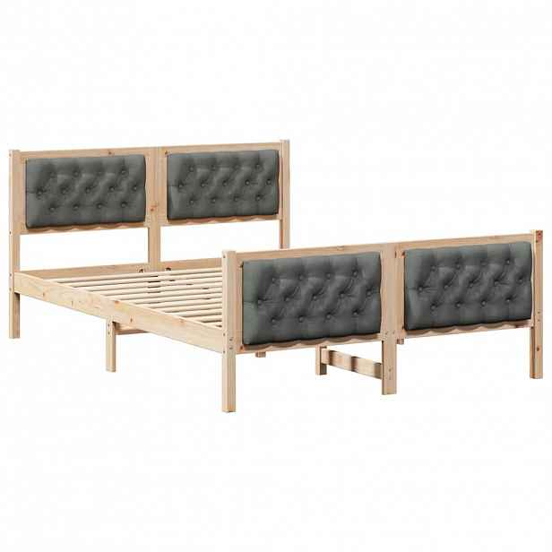 vidaXL Rám postele s čelo Tmavě šedá 150 x 200 cm Masivní borové dřevo