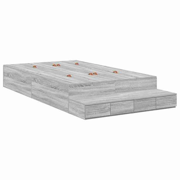 vidaXL Rám postele s úložným prostorem se zásuvkou Šedá Sonoma 120 cm
