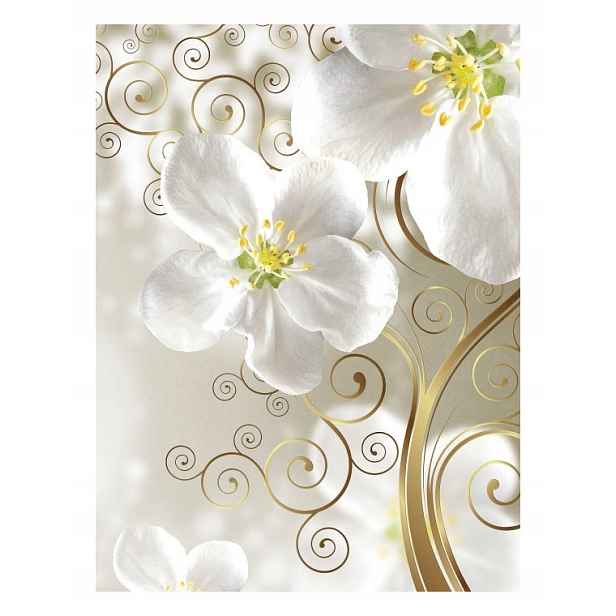 Fototapeta Bílé květy zlatá vinylová 184x254 Elegance a luxus lepidlo