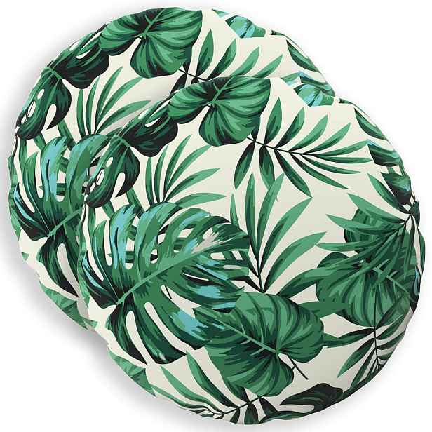 vidaXL Polštář 2 ks HEERLEN Vzor listů Ø 50 cm Polyester