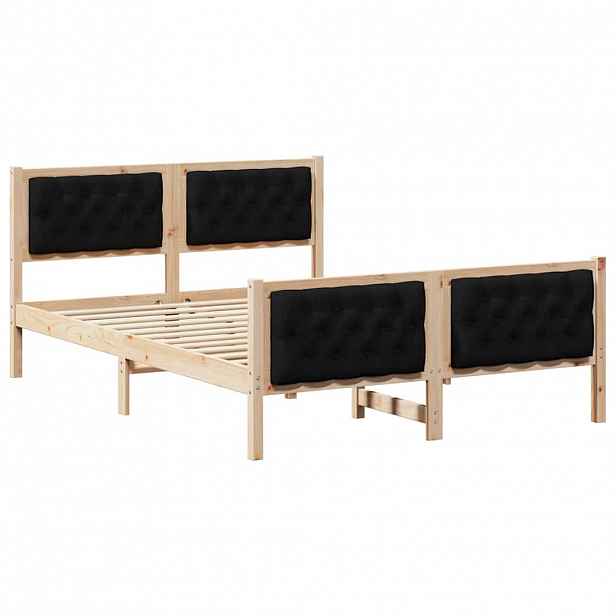 vidaXL Rám postele s čelo Černá 150 x 200 cm Masivní borové dřevo