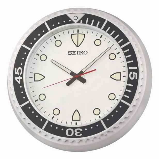 Stříbrný Kovový Velký Kulatý Japonský Hodinový Stroj Seiko QXA849A 44 cm Luma