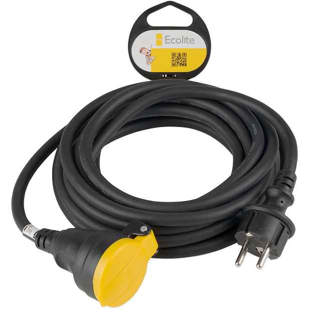 Ecolite Venkovní prodlužovací kabel 5 m – IP44, 16A, 3×1,5 mm² 3033/1