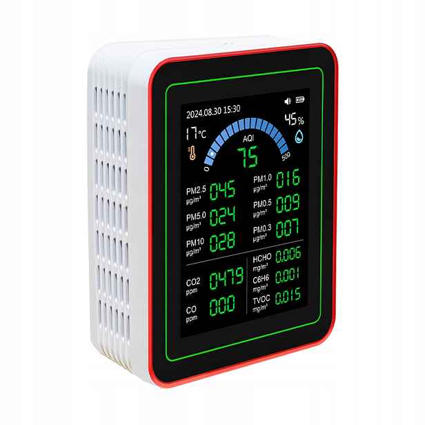 Měřič Kvality Vzduchu 18V1 CO2 Tvoc Hcho PM2.5 PM10 Temp