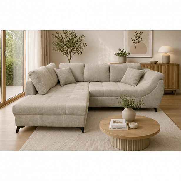 P & B ROHOVÁ SEDAČKA, textil, béžová