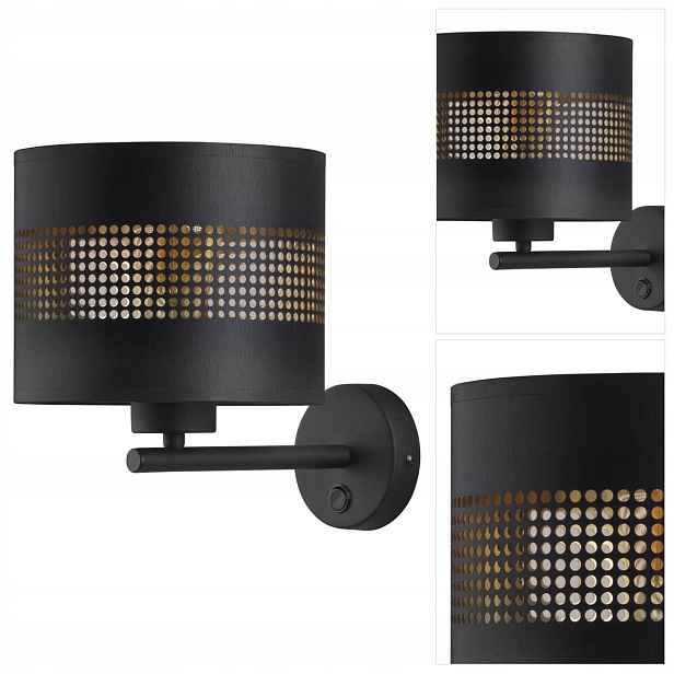 Černé nástěnné svítidlo Tago má výrazný tvar ve vstupní hale Tk Lighting