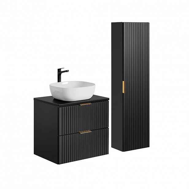 Petits-meubles KOUPELNOVÝ NÁBYTEK 60.6cm Adriel 2er-Set Matná černá
