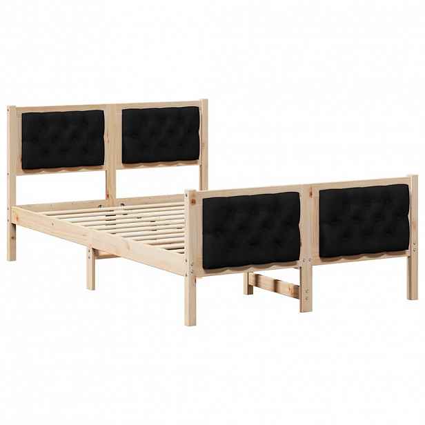 vidaXL Rám postele s čelo Černá 135 x 190 cm Masivní borové dřevo