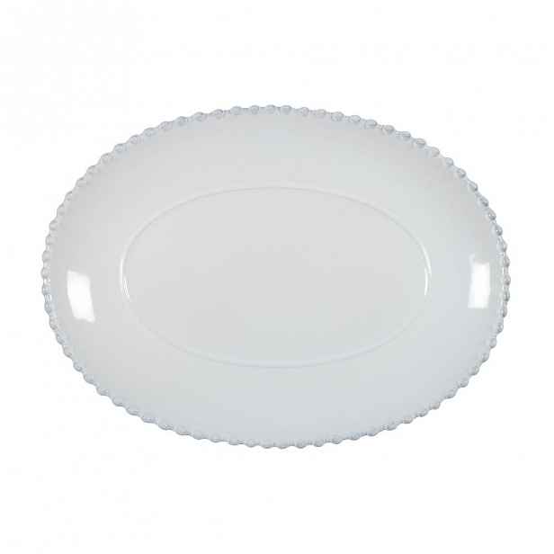 Bílý kameninový oválný tác Costa Nova Pearl, šířka 30 cm
