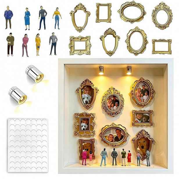 Rámeček na 3D fotografii Diy s LED25x25 cm Bílá Dekorace na psací stůl jako Dárek