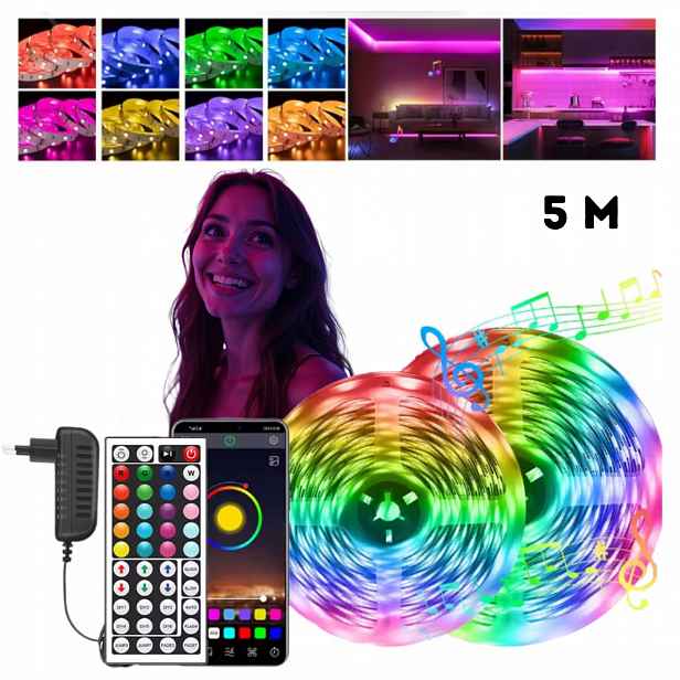 Rgb Led pásek 5 m Samolepicí Barevný Led Pásek Na Dálkové Ovládání Aplikace
