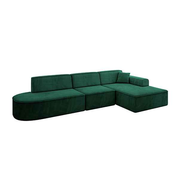 ALTDECOR ROHOVÁ SEDAČKA s otomanem, pravá IREA-L2-v3 327x165x77 Zelená Velur