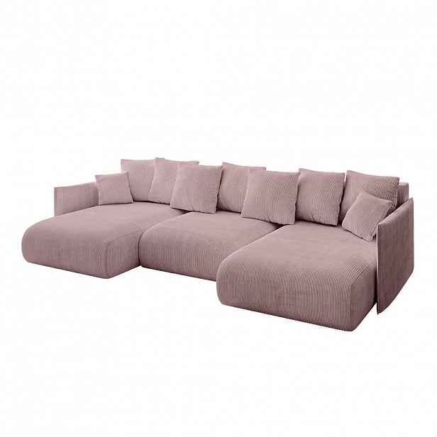 ALTDECOR SEDACÍ SOUPRAVA s funkcí lůžka a úložným prostorem pod postelí ONESK-U 317x177x72 Růžový manšestr