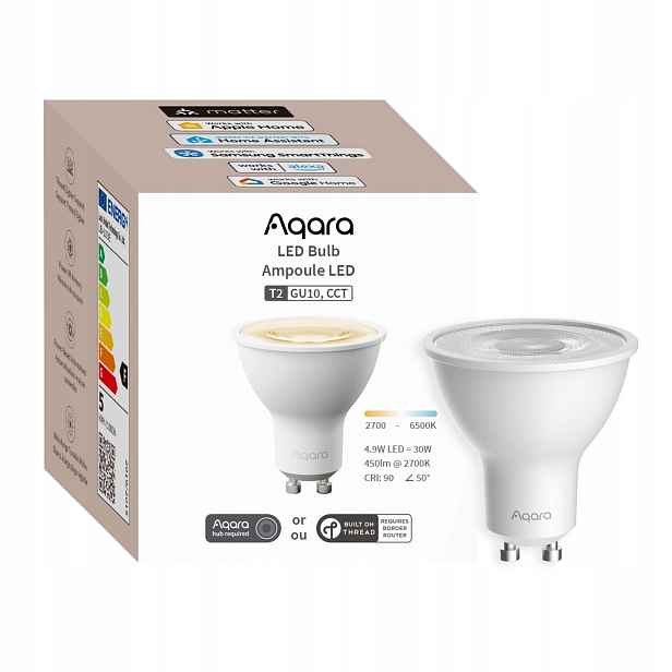 Chytrá Led žárovka GU10 Aqara Led Bulb T2 Cct GU10 Zigbee 450lm 4,9W