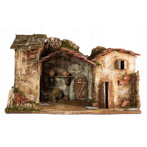 Ručně vyrobený domeček do betléma 50x30x26cm pro figurky do 10 cm