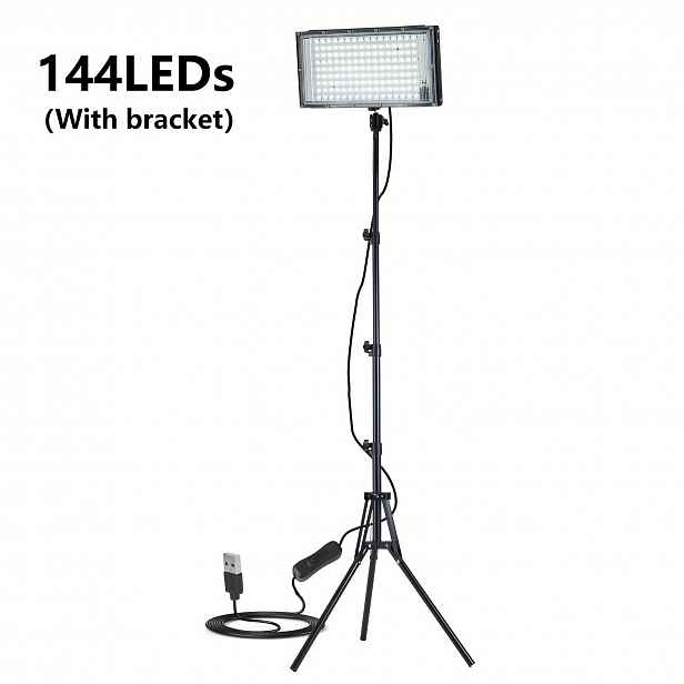 TEMU USB LED pracovní světlo s nastavitelným stativem, 6000K, se 144/96/50ks vysoce kvalitních svítících korálků, s vypínačem a napájecím 1.5/2m,
