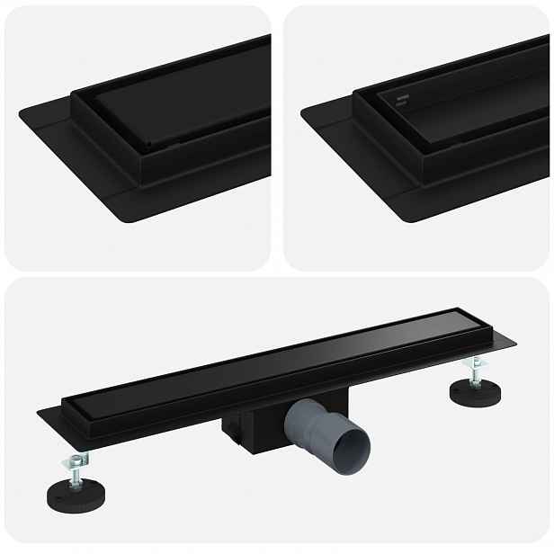 vidaXL 2 v 1 sprchový odtok Černá 60 cm Nerezová ocel 304