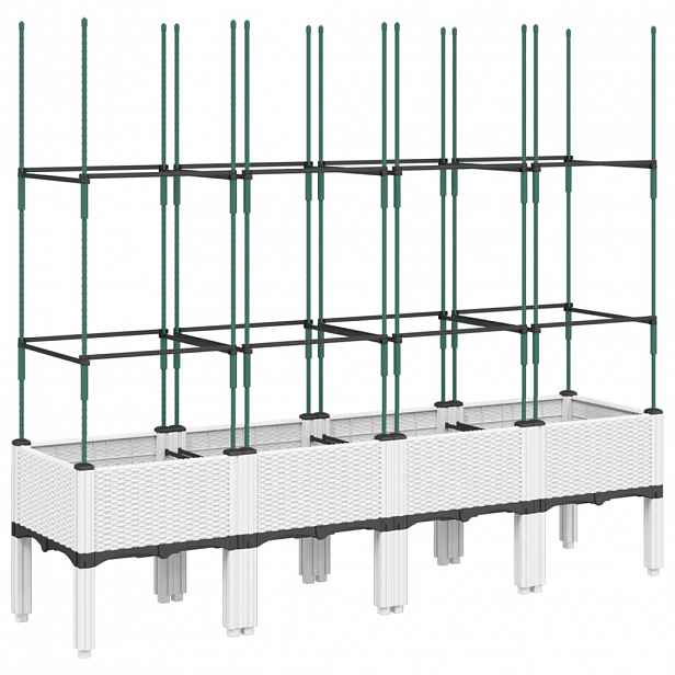 vidaXL Zahradní truhlík s treláží bílý 160 x 40 x 142,5 cm PP