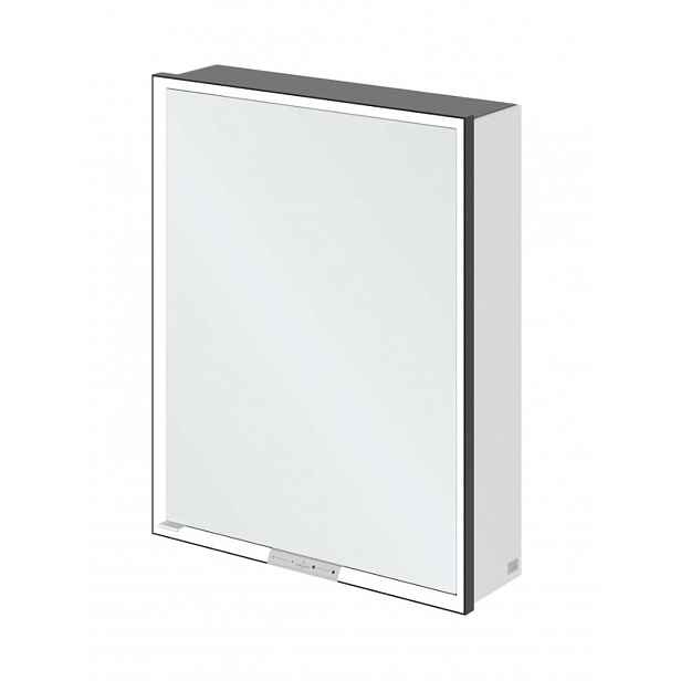 Villeroy & Boch My View+ - Zrcadlová skříňka s LED osvětlením 60x75x17 cm, 1 dvířka, panty vpravo, Brilliant White/matná černá B4816RVE