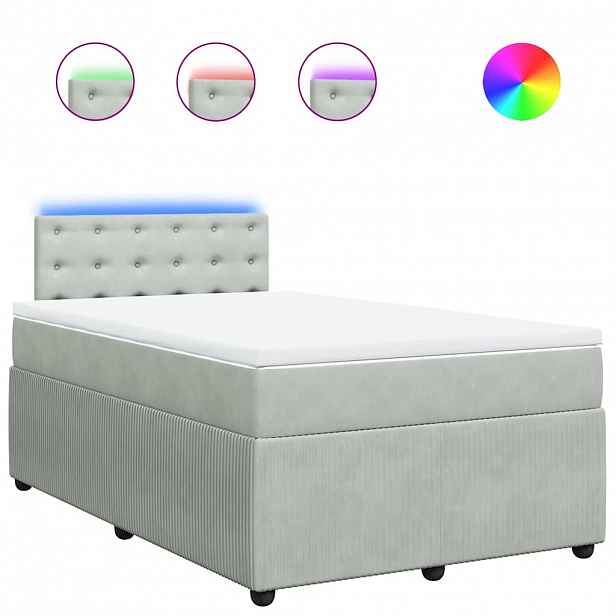 vidaXL Box spring postel s matrací světle šedá 120x190 cm samet