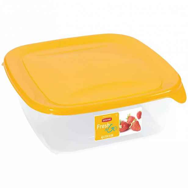Box na potraviny čtvercový Fresh&go žlutý 1,7l