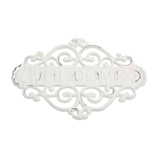 Krémová nástěnná cedule Welcome – 28*5*20cm Chic Antique