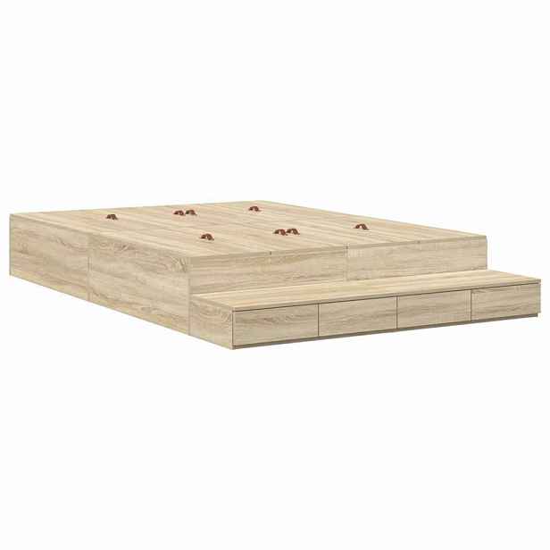 vidaXL Rám postele s úložným prostorem se zásuvkou Sonoma dub 140 cm