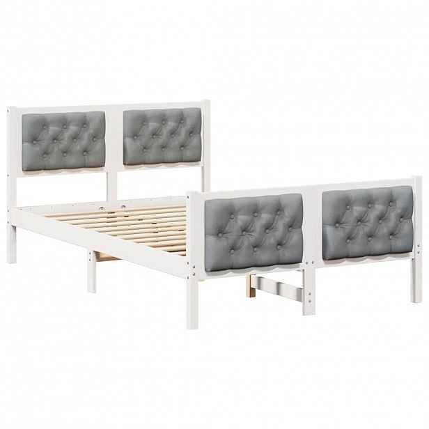 vidaXL Rám postele Světle šedá 135 x 190 cm Masivní borové dřevo