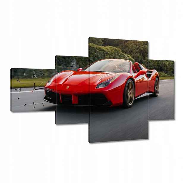 Hodiny 130x80 Červené Ferrari Cesta
