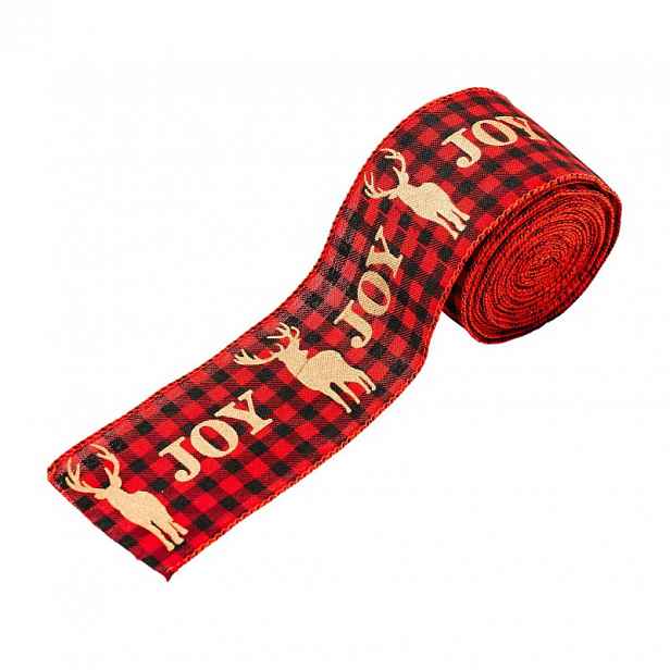 Vánoční stuha JOY 5 cm x 5 m, červená