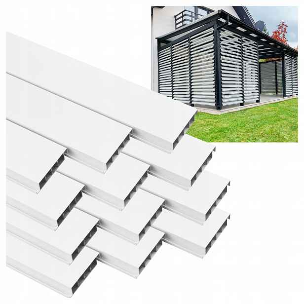 12 X Pohyblivé Desky Pro Žaluzie Shutters Panel Altán Pergola Bílá 120 CM