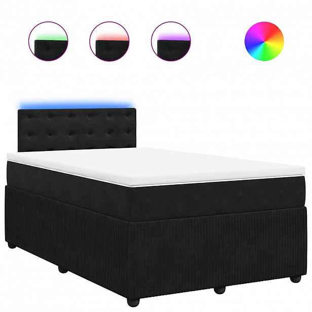 vidaXL Box spring postel s matrací černá 120 x 190 cm samet