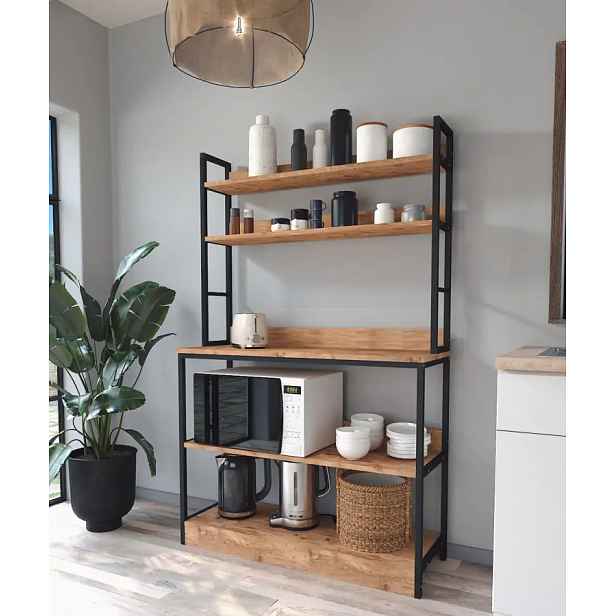 Casarredo Kuchyňský regál WILBURG - borovice/černá