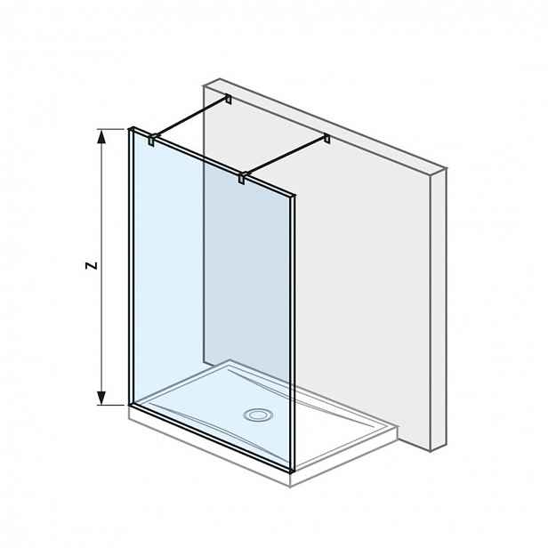 Jika Pure - Skleněná stěna pevná včetně dvou vzpěr, 120x200 cm, s úpravou Jika Perla Glass H2674200026681