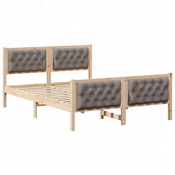 vidaXL Rám postele s čelo Taupe 140 x 200 cm Masivní borové dřevo