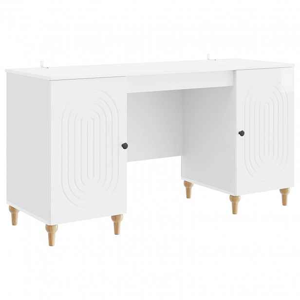 vidaXL Stůl bílá s vysokým leskem 142,5 x 50 x 75 cm Kompozitní dřevo