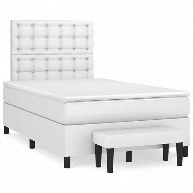 vidaXL Box spring postel s matrací bílá 120x200 cm umělá kůže