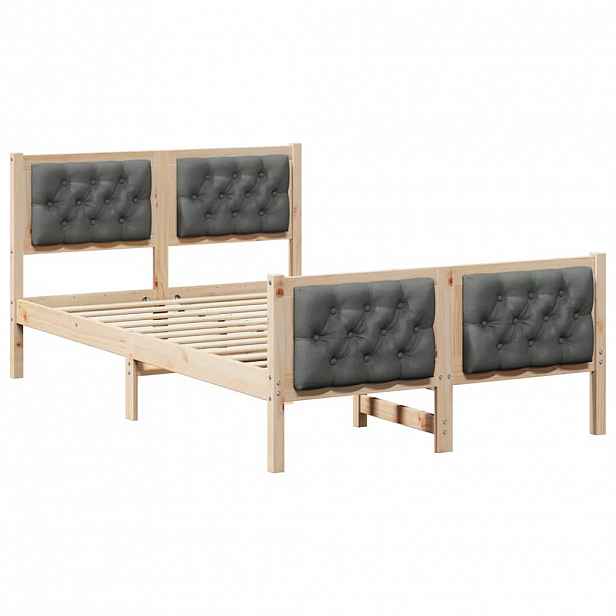 vidaXL Rám postele s čelo Tmavě šedá 120 x 190 cm Masivní borové dřevo