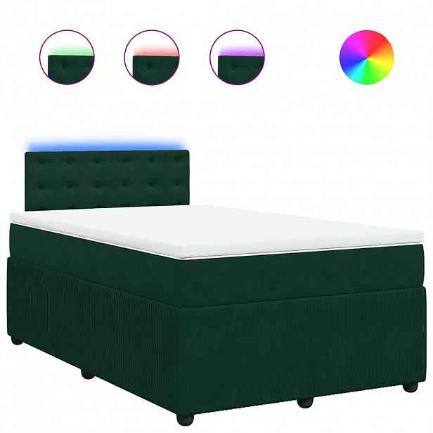 vidaXL Box spring postel s matrací tmavě zelená 120x190 cm samet