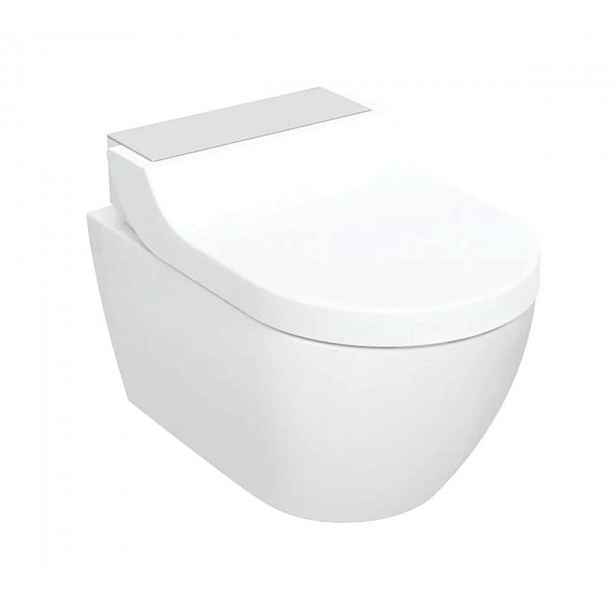 Geberit AquaClean - Elektronický bidet Tuma Comfort s keramikou, závěsný, TurboFlush, SoftClosing, KeraTect, kartáčovaná nerezová ocel 146.290.FW.1